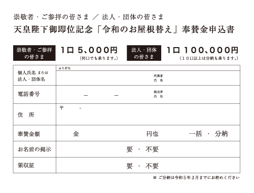 申込用紙の必要事項をご記入ください