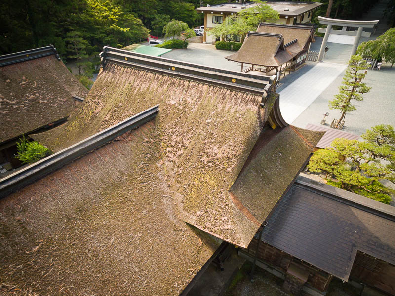 小國神社「拝殿」修復を必要とする檜皮葺屋根